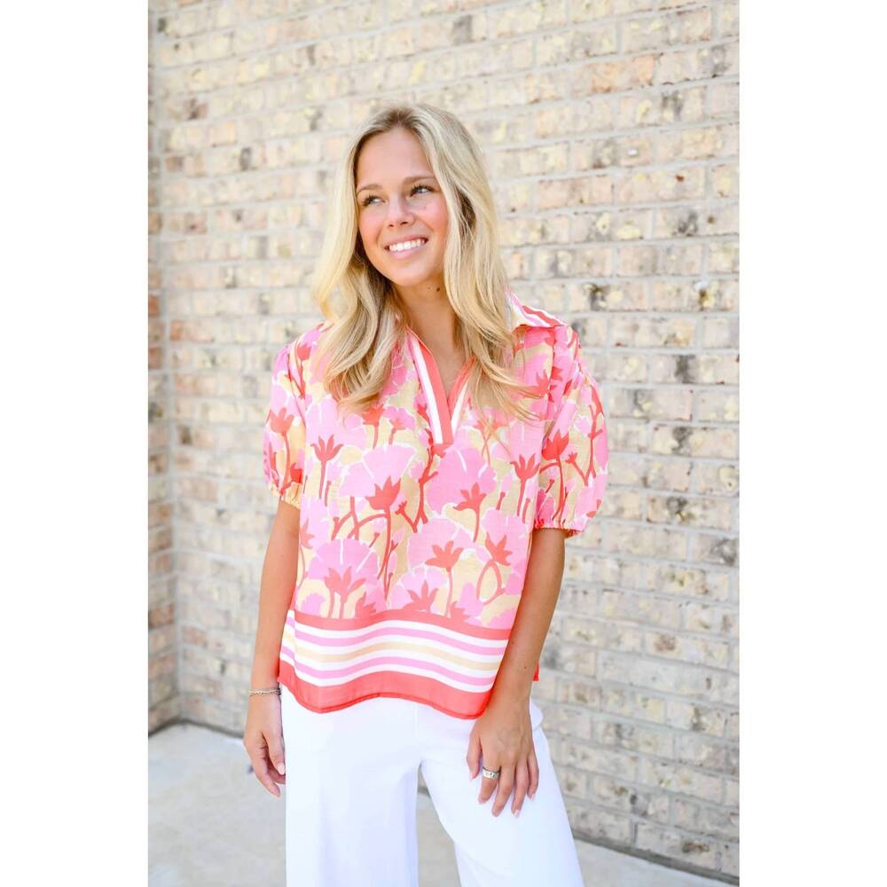 NEW JADE & JOY JOY striped blossom top in pink - Picture 2 of 3